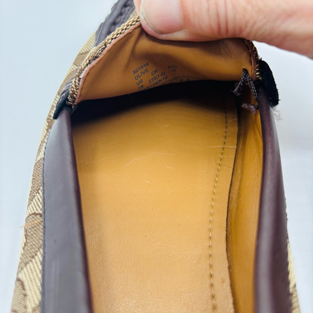 Coach Tan Signature Canvas Loafers with Gold Hardware - Picture 6 of 11
